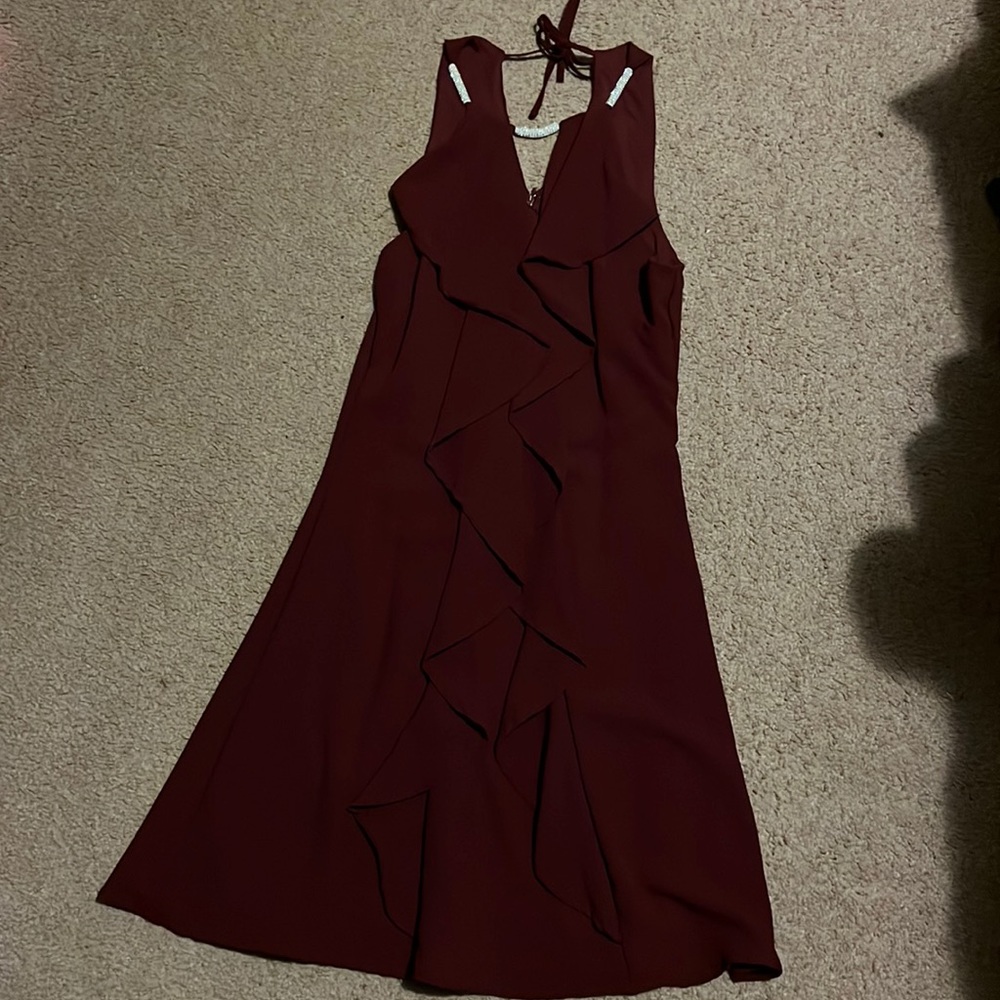 Wine color midi dress flowy